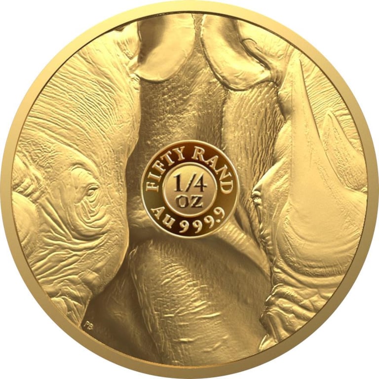 Back of the Gold Rhino 1/4 oz PF - Big Five Series II - 2022