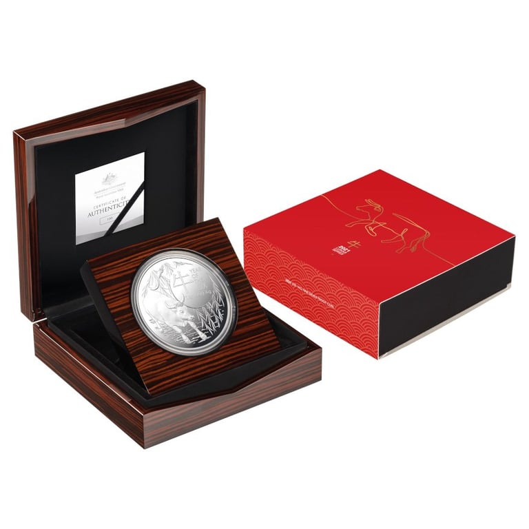 Silver Lunar Ox 1000 g PF - RAM 2021 in the original coin case