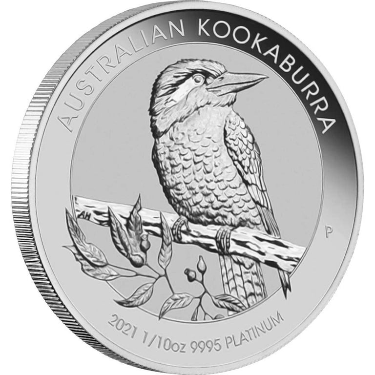 Side view of the Platinum Kookaburra 1/10 oz - 2021