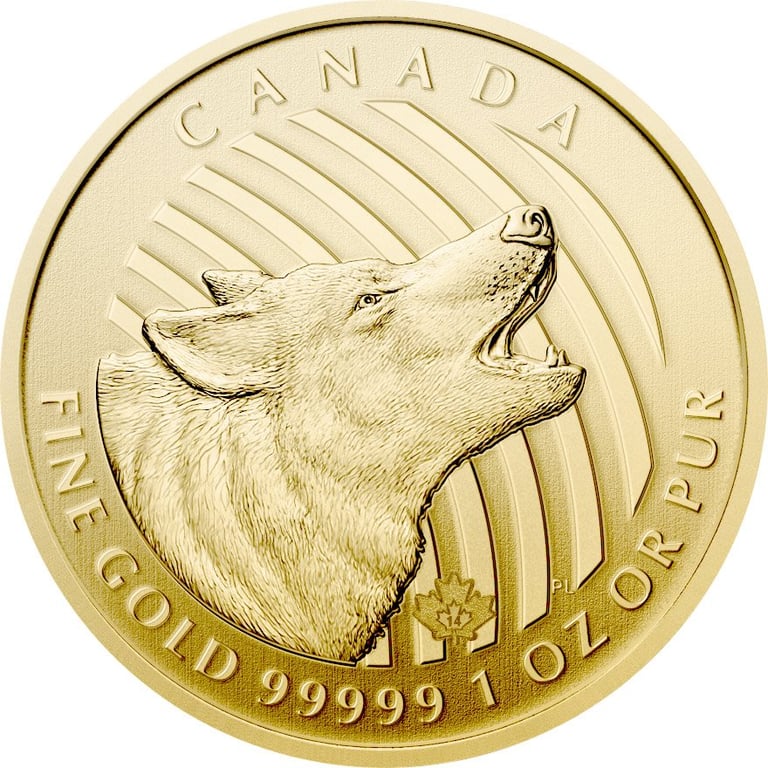 Front of the Gold Call of the Wild 1 oz - Wolf 2014
