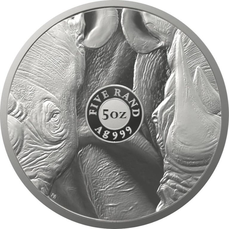 Back of the Silver Rhino 5 oz - Big Five Series II - 2022