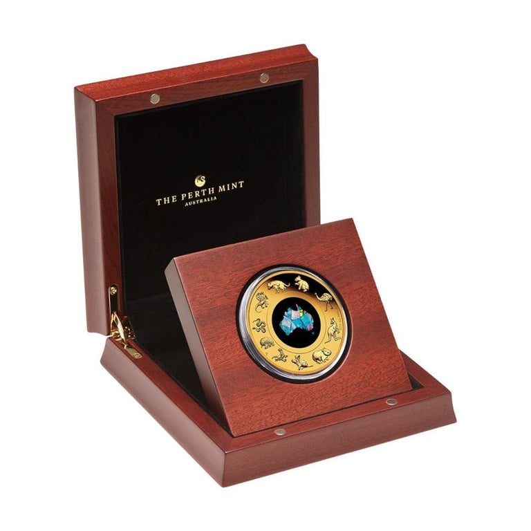 Gold Great Southern Land 2 oz PF Opal Coin in the original coin case
