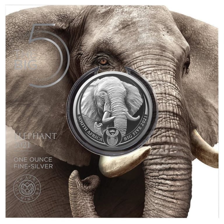 Silver Elephant 1 oz - Big Five Series II - 2021 in the original coin case