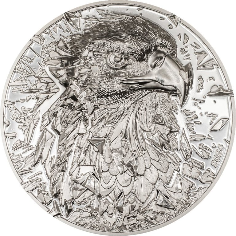 Front of the Silver Bald Eagle 3 oz PF - Ultra High Relief 2024