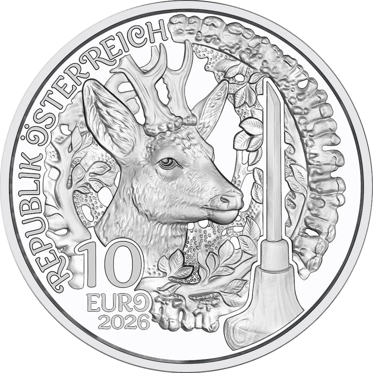 Back of Silver "Anpirschen" – Horn 10 EUR AUT - 2026