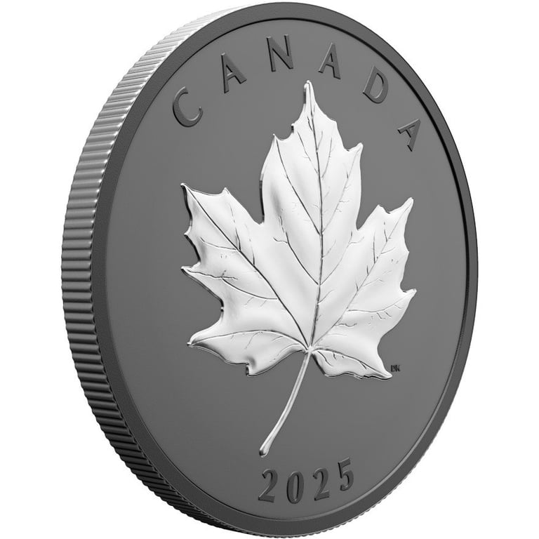 Side view of the Silver Elegant Maple Leaf 1 oz - Matte Proof 2025
