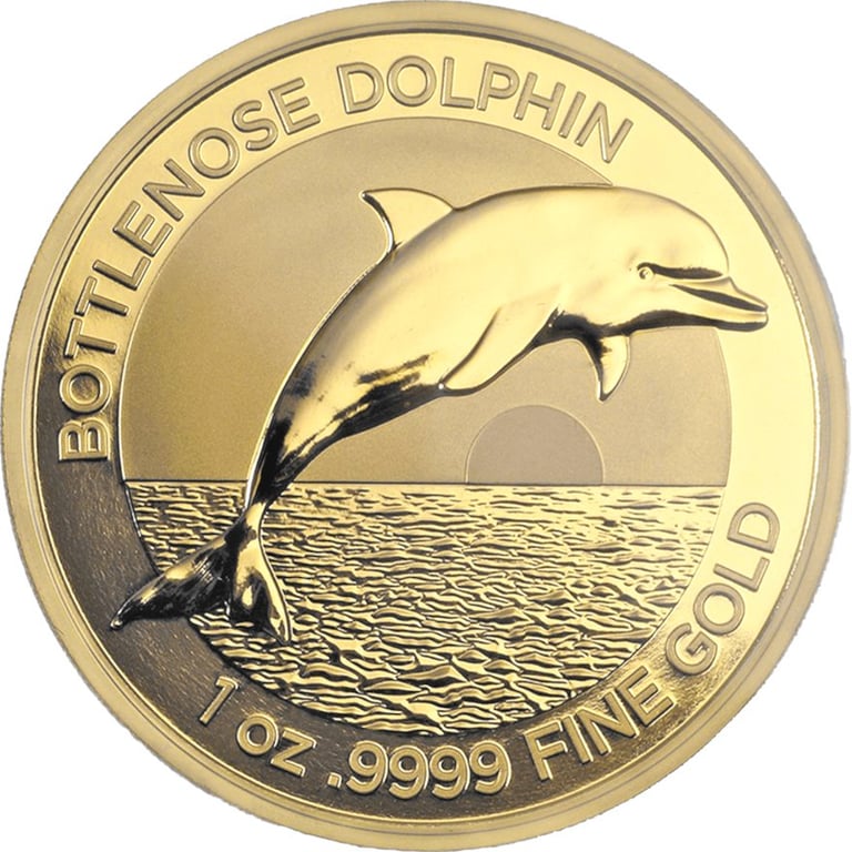 Front of the Gold Bottlenose Dolphin 1 oz - RAM 2019
