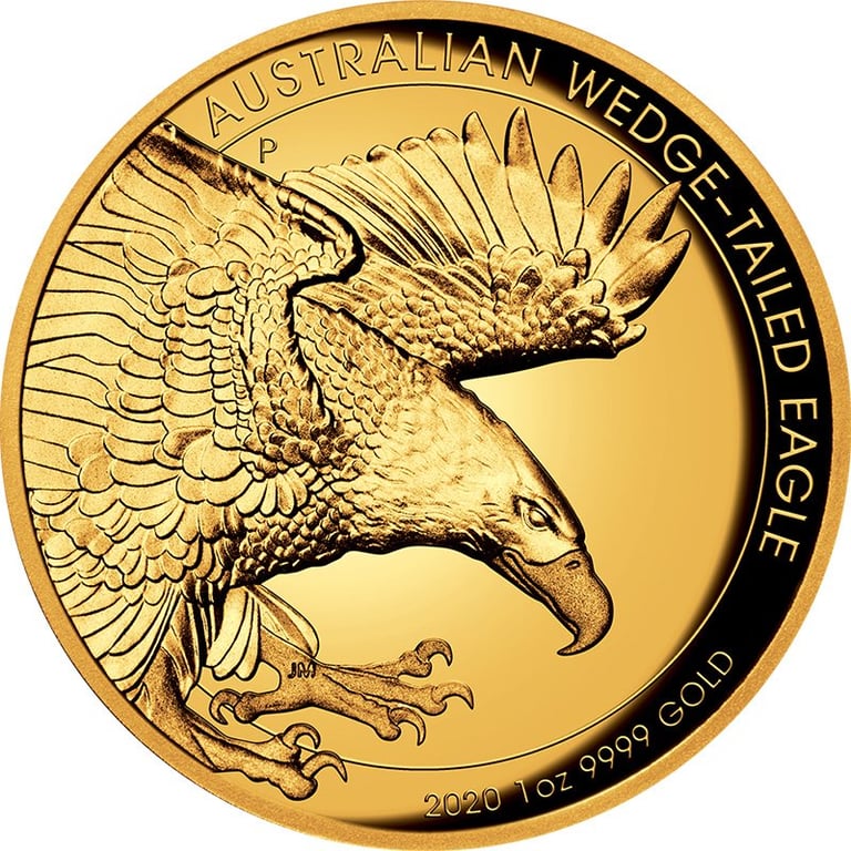 Front of the Gold Wedge Tailed Eagle 2020 - 1 oz PF High Relief