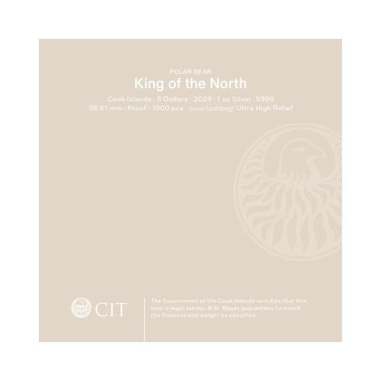 Original coin case of the Silver King of the North - Polar Bear 1 oz PF - Ultra High Relief