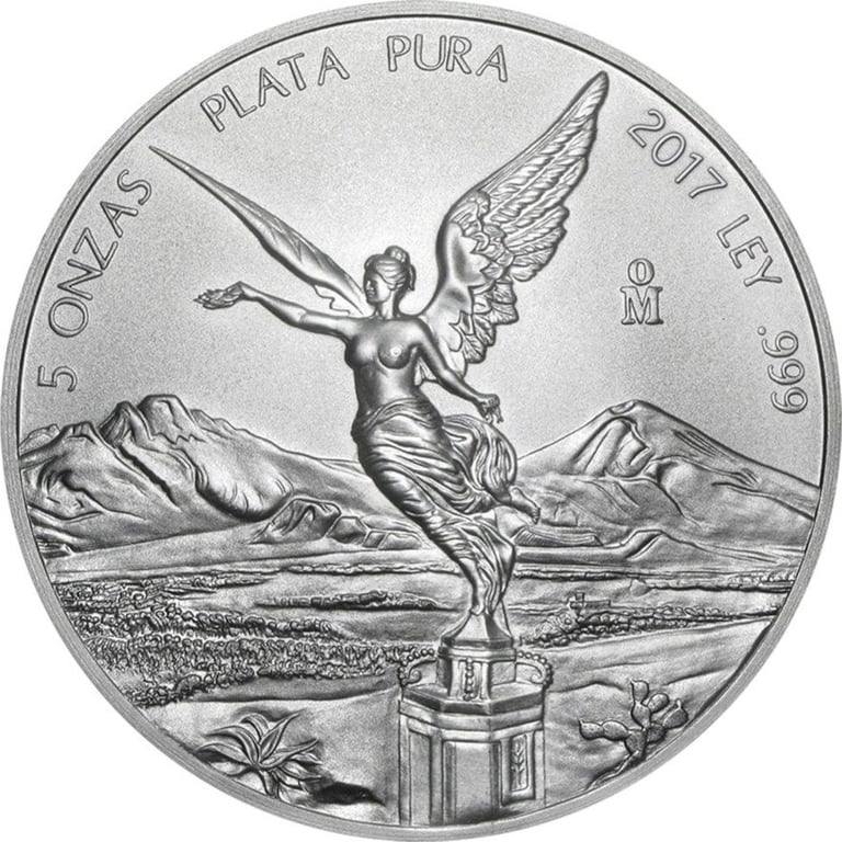 Front of the Silver Mexico Libertad 5 oz