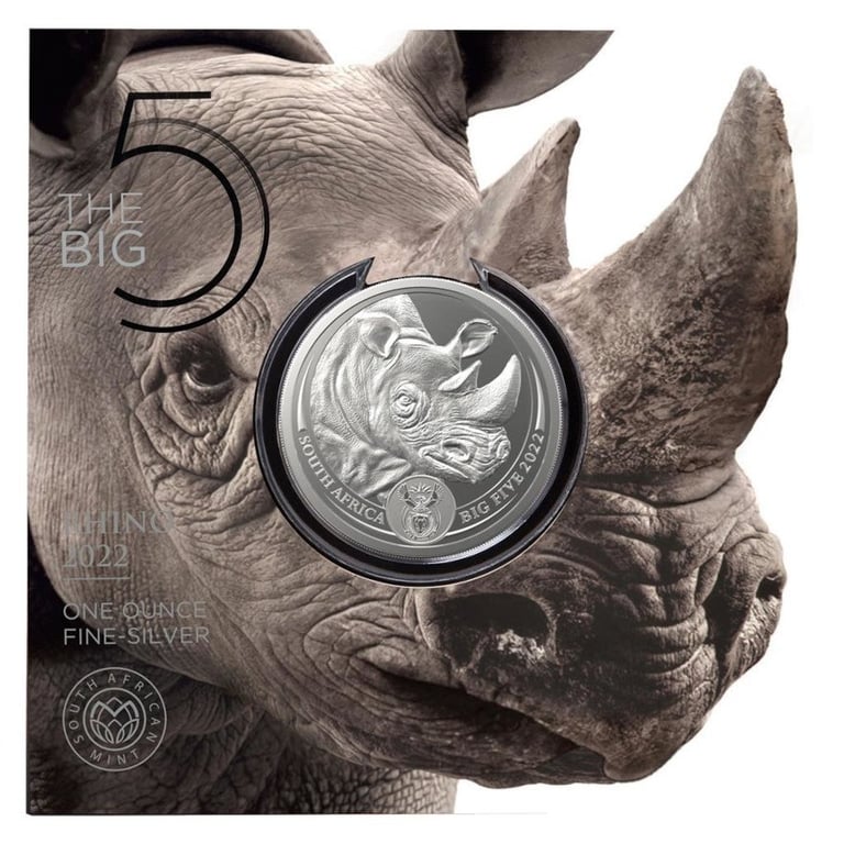 Silver Rhino 1 oz - Big Five Series II - 2022 in the original coin case