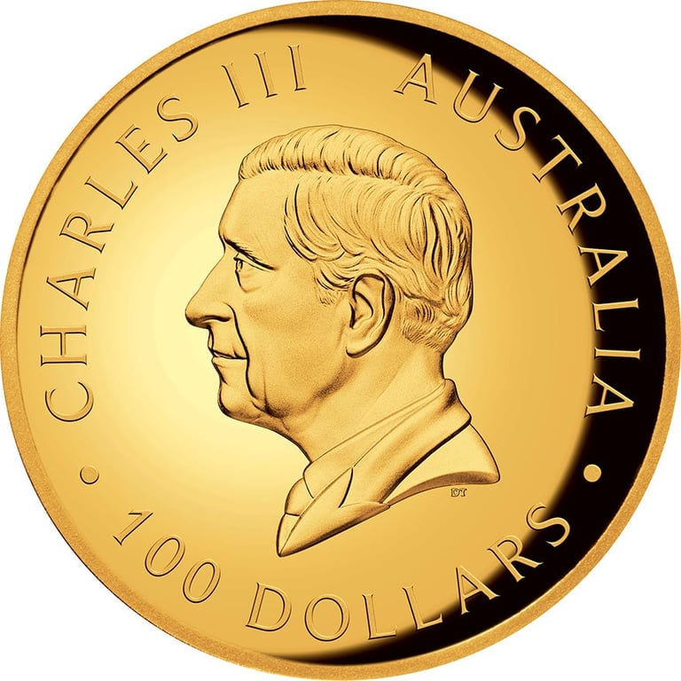 Back of the Gold Kookaburra 1 oz Proof - 35th anniversary - High Relief 2025 
