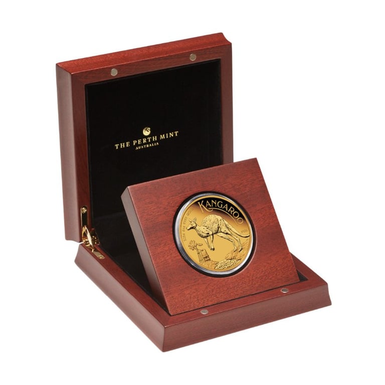Gold Kangaroo 5 oz PF - 2024 in the original coin case