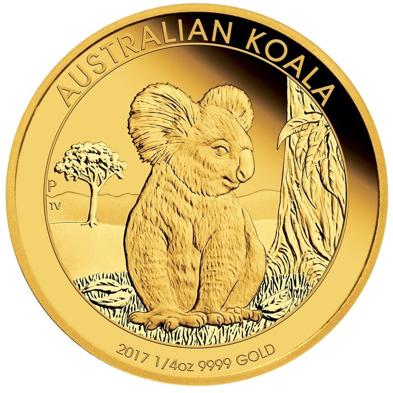 Front of the Gold Koala 1/4 oz PF High Relief - 2017