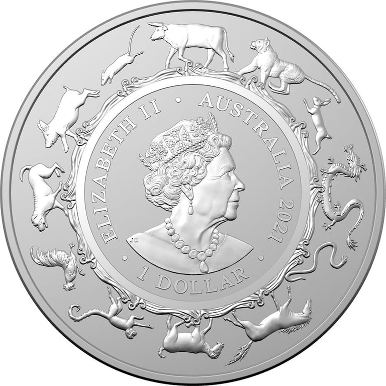 Back of the Silver Lunar Ox 1 oz - RAM 2021