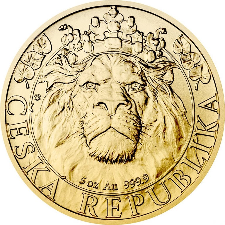 Front of the Gold Czech Lion 5 oz - 2022