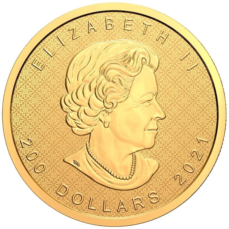 Back of the Gold Maple Leaf 2 oz RP - 2021