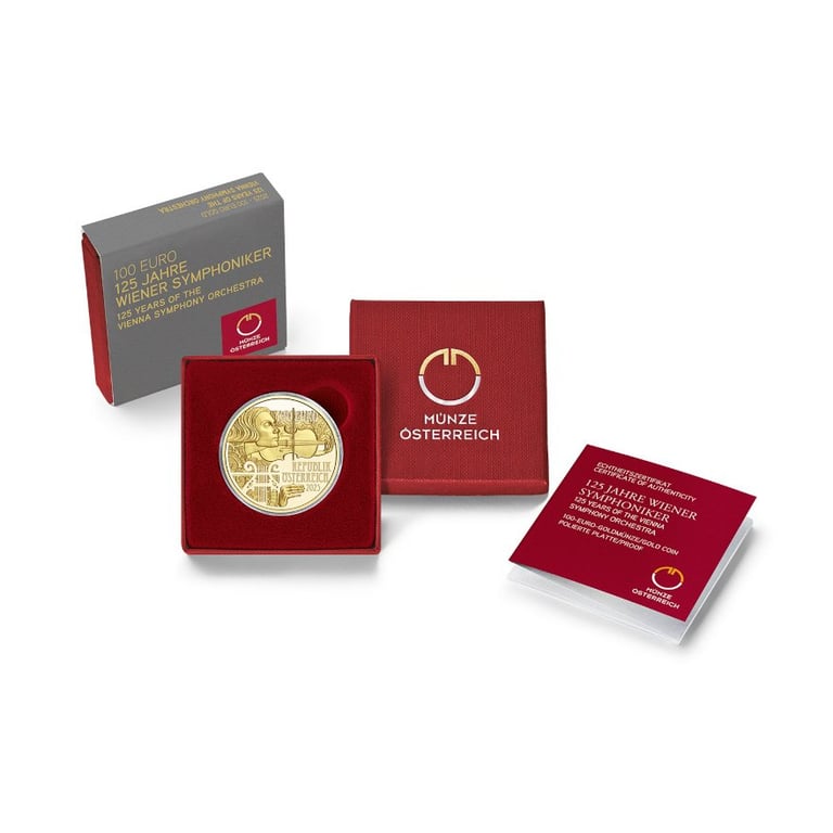 Gold 125 Years Vienna Symphony Orchestra 1/2 oz Proof - 2025 in original coin case