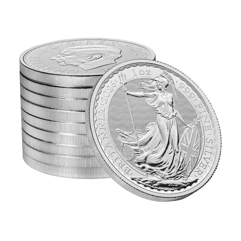 Coin stack of the Silver Britannia 1 oz - 2026