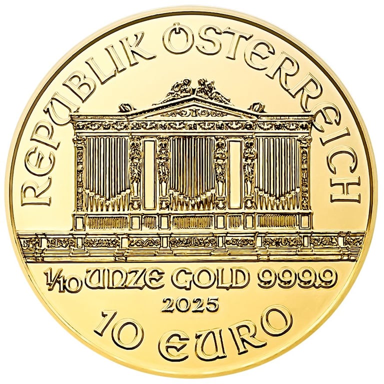 Back of the Gold Philharmonic 1/10 oz