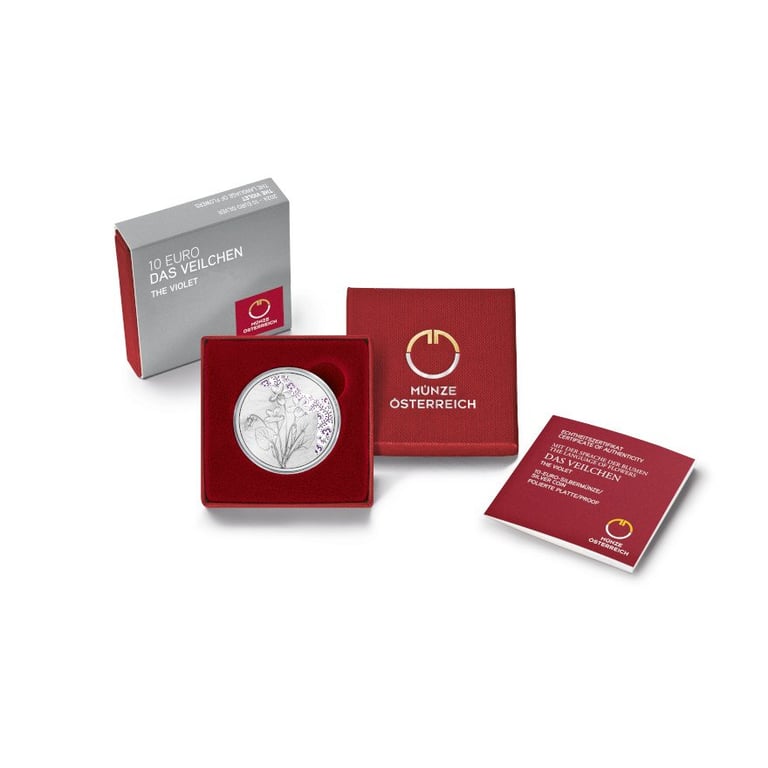 Silver The Violet 10 EUR PF AUT - 2024 in the original coin case