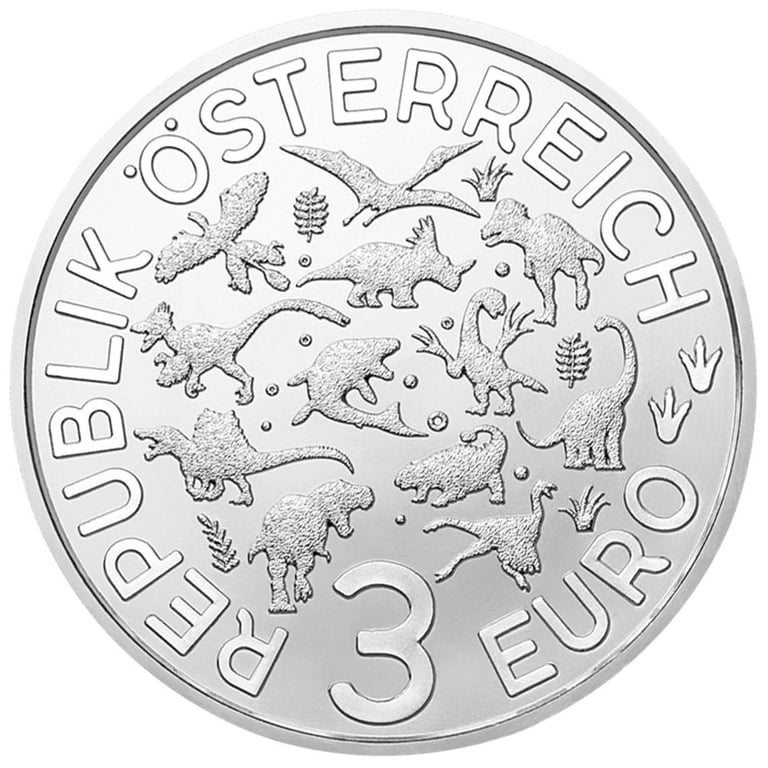 Back of the CuNi Super Dinosaur “Styracosaurus Albertensis” 3 EUR UN - 2021