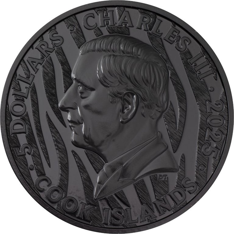 Back of Silver Black and White Tiger 1 oz Proof - Ultra High Relief 2025