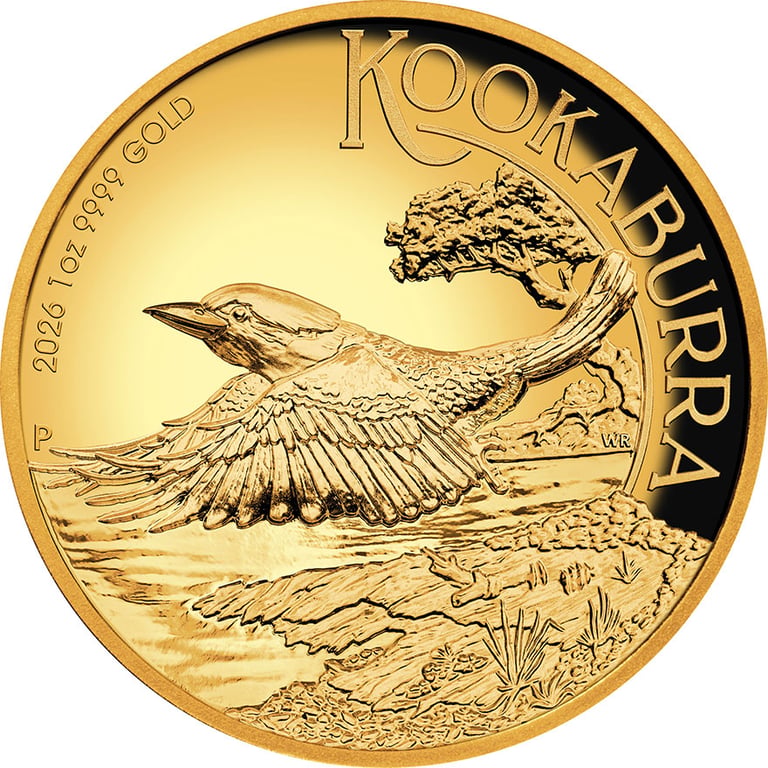 Front of Gold Kookaburra 1 oz Proof - High Relief 2026