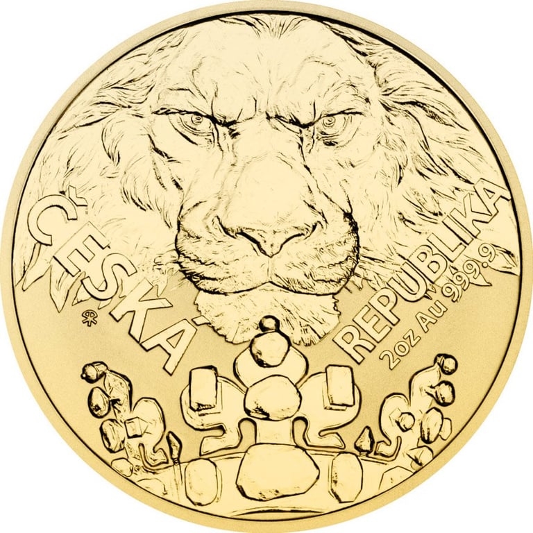 Front of the Gold Czech Lion 2 oz RP - 2023