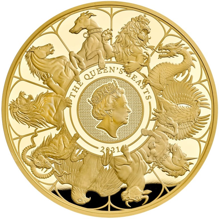 Front of the Gold The Queen's Beasts - Completer Coin - 1 oz PF - 2021