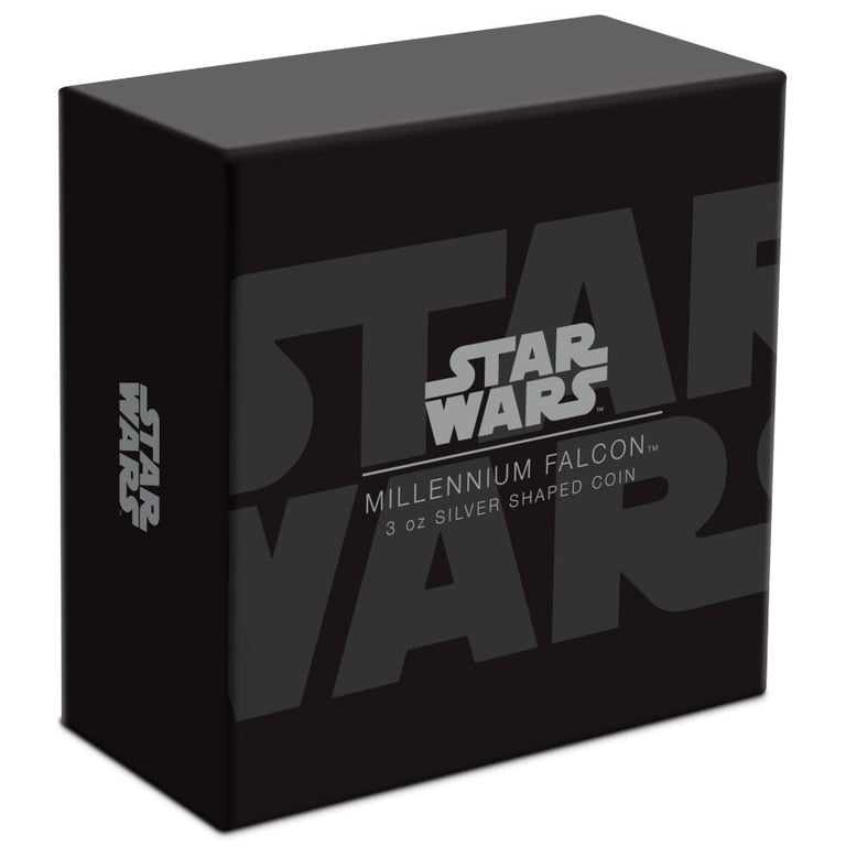 Original case of the Silver STAR WARS 3 oz - Millennium Falcon - Proof 2022