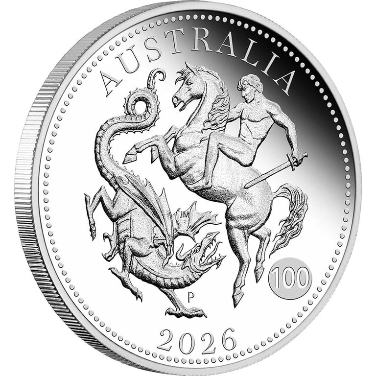 Side view of Silver Sovereign Proof - Perth Mint 2026