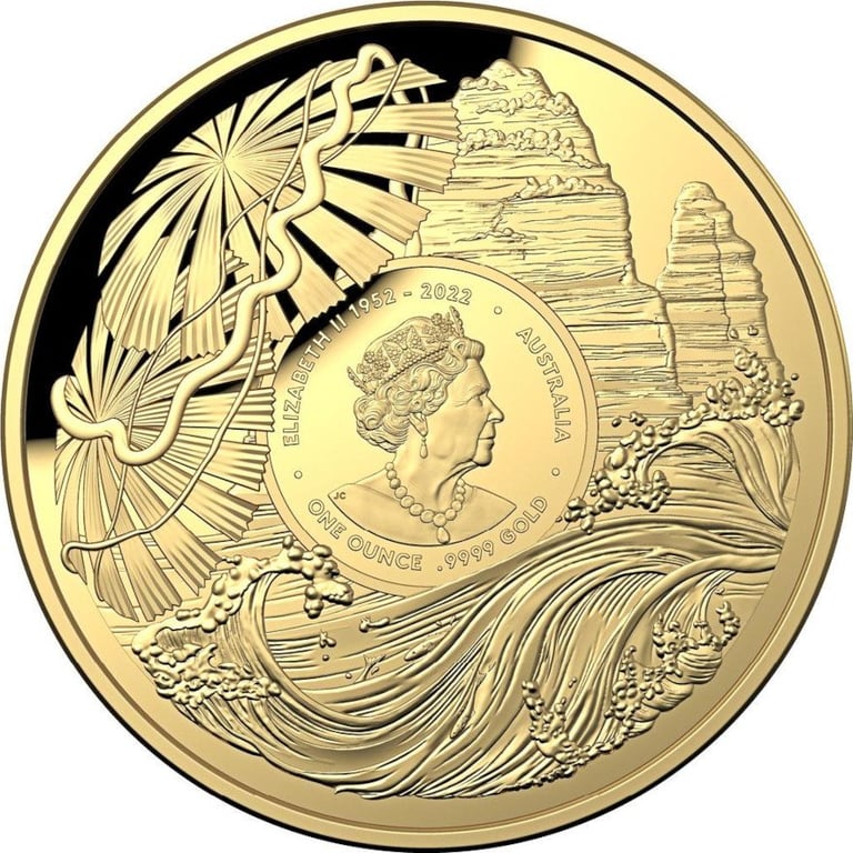 Back of the Gold Twelve Apostles 1 oz PF - domed mintage 2023