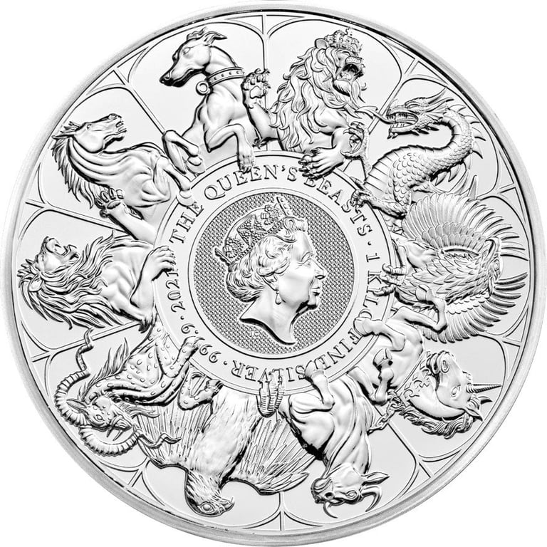 Front of the Silver The Queen's Beasts 1000 g - Completer Coin