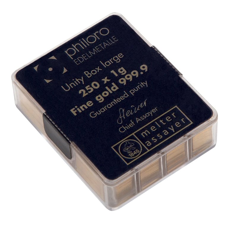 Closed Goldbar UnityBox large 250 x 1 g - philoro