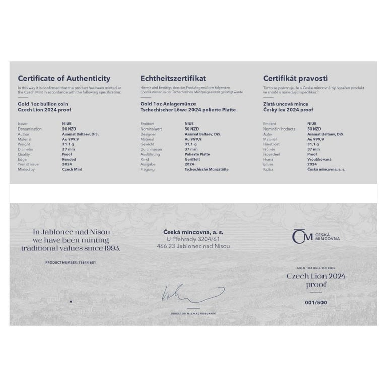 Certificate of authenticity