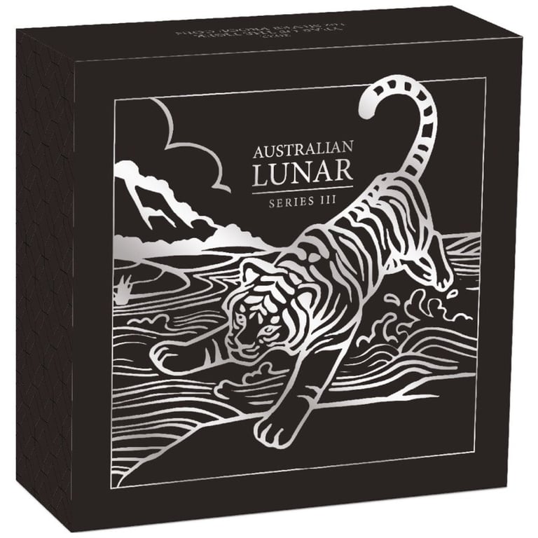 Original coin case of the Silver Lunar III 1 oz Tiger PF - Perth Mint 2022