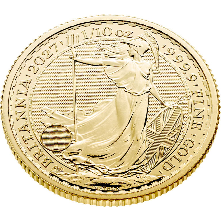 Side view of Gold Britannia 1/10 oz - 2027