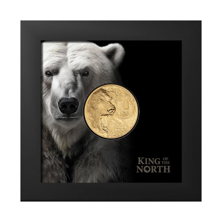 Gold King of the North - Polar Bear 1 oz PF - Ultra High Relief in the original coin case