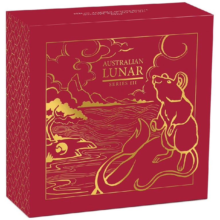 Original coin case of the Gold Lunar III Mouse 1/10 oz PF - 2020