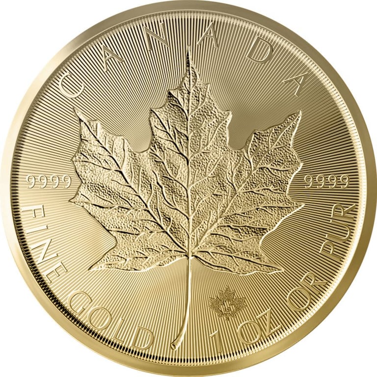 Front of the Gold Maple Leaf 1 oz - Incuse 2019