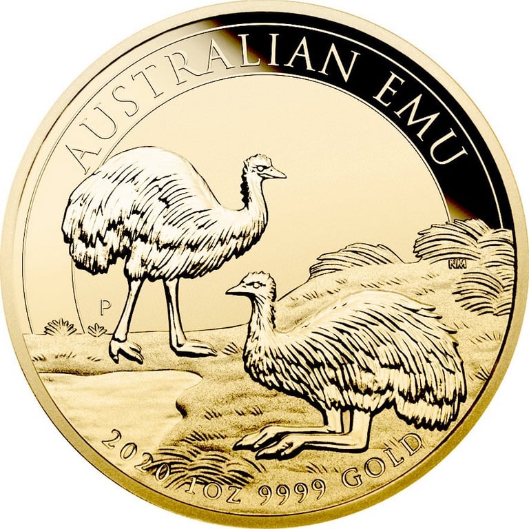 Front of the Gold Emu 1 oz - 2020
