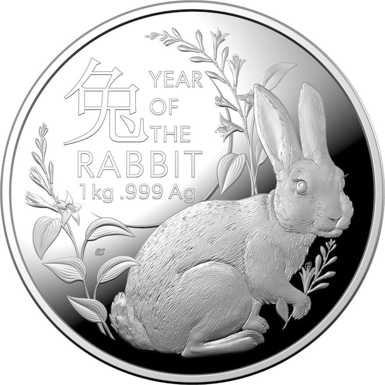 Front of the Silver Lunar Rabbit 1000 g PP - RAM 2023