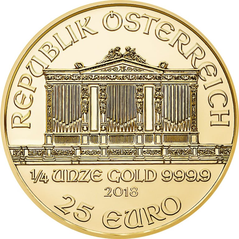 Back of the Gold Philharmonic 1/4 oz - EUR