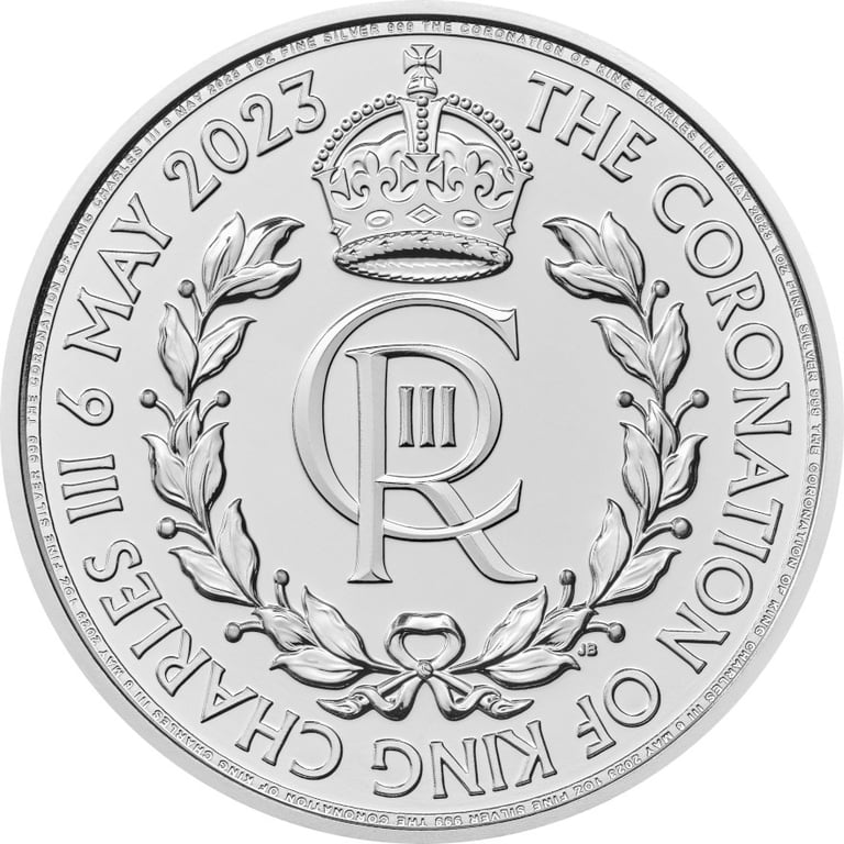 Front of the Silver King Charles III - Coronation 1 oz - The Royal Mint 2023