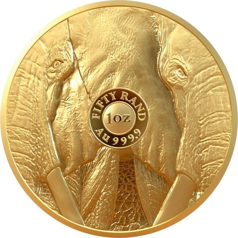Back of the Gold Elephant 1 oz PF - Big Five Series II - 2021