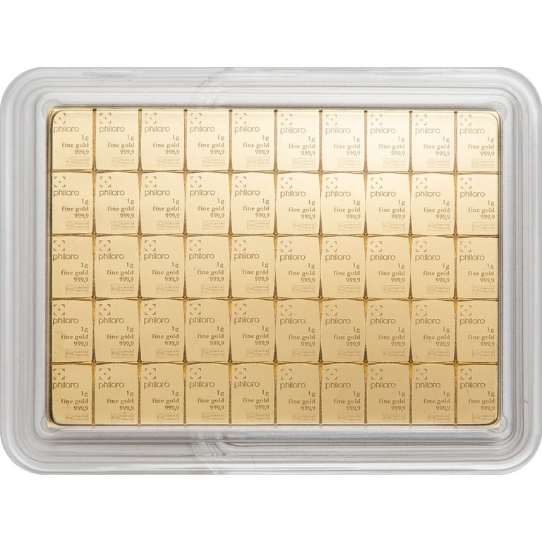 Front of the Gold CombiBar® 50 x 1 g - philoro