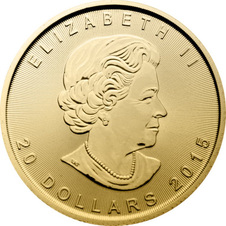 Back of the Gold Maple Leaf 1/2 oz