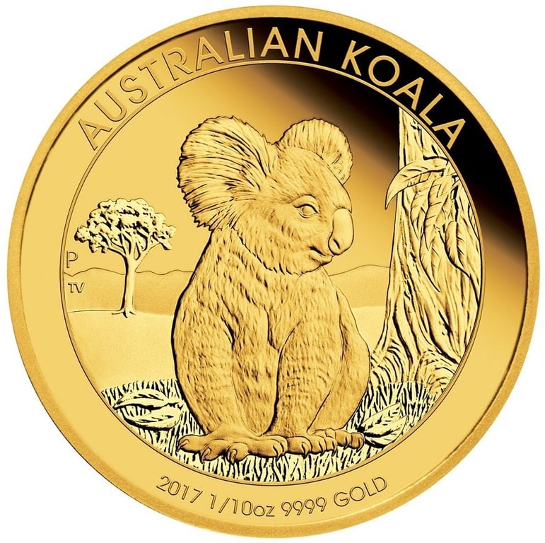 Front of the Gold Koala 1/10 oz PF - 2017
