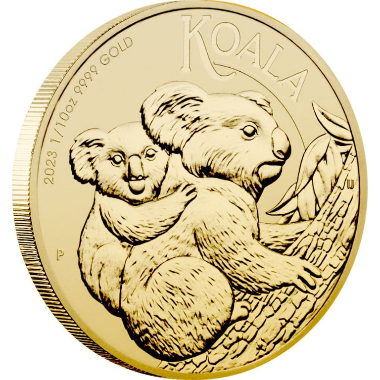 Side view of the Gold Koala 1/10 oz - 2023